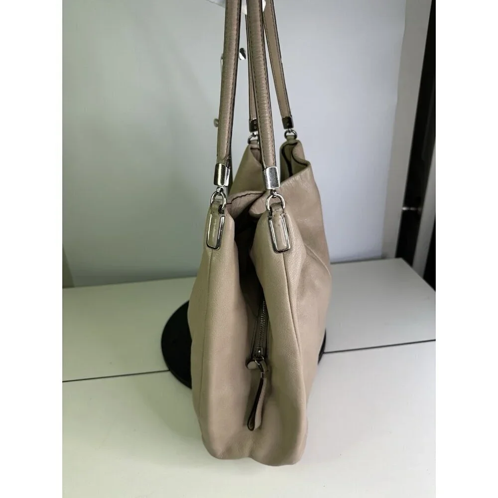 Coach Madison Phoebe Beige Pebbled Leather 3 Compartment Shoulder Bag Purse
